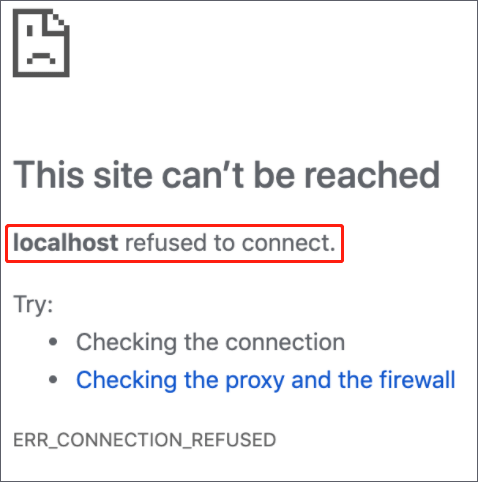 localhost weigerde Chrome te verbinden