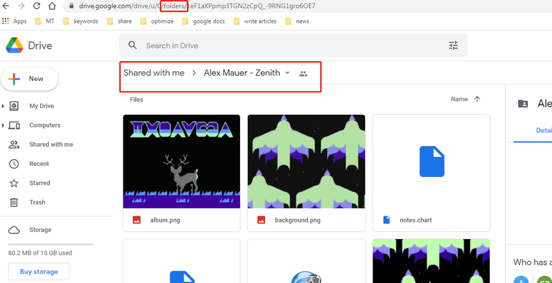een map delen in Google Drive