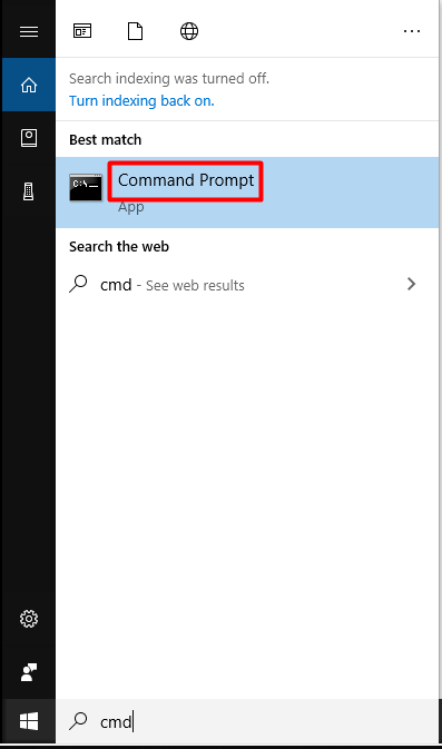 klik op Opdrachtprompt