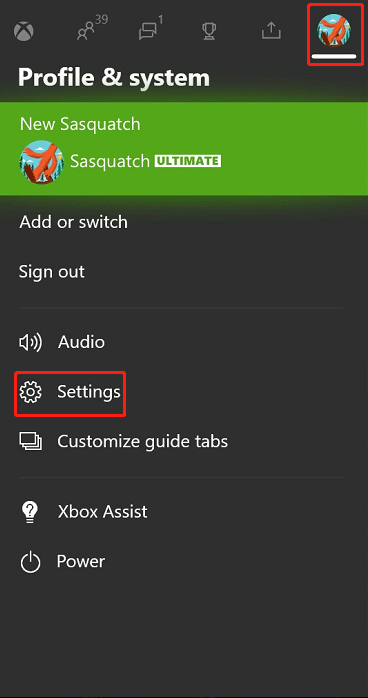 open het Xbox-instellingenmenu