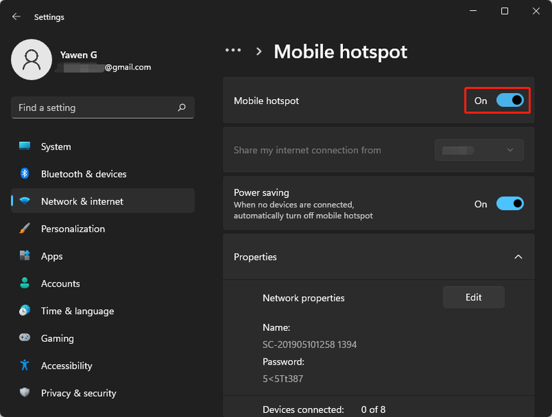 mobiele hotspot inschakelen