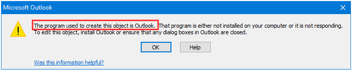 det program, der bruges til at oprette dette objekt, er Outlook