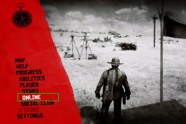 selecteer het online menu op Red Dead Online