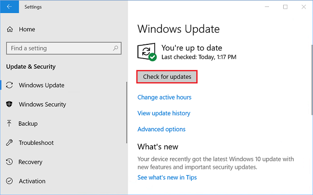 controleer op updates