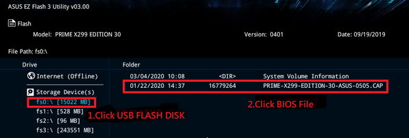 vælg BIOS i ASUS EZ Flash Utility