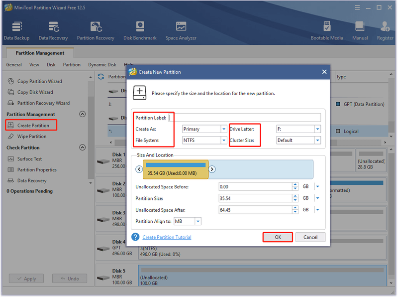 maak VHDpartitieparameters configureren