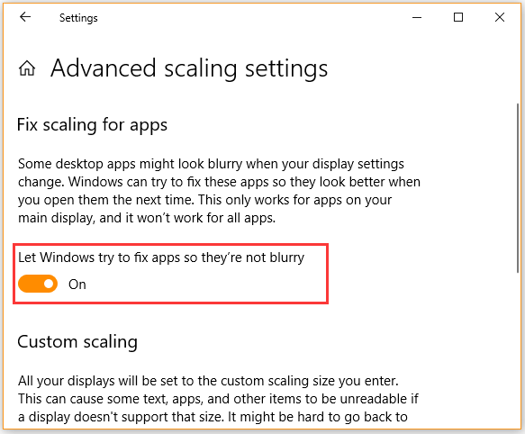 Laat Windows proberen apps te repareren zodat ze niet wazig zijn