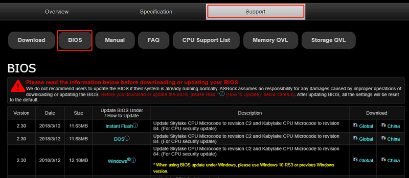 zoek BIOS voor ASRock-moederbord