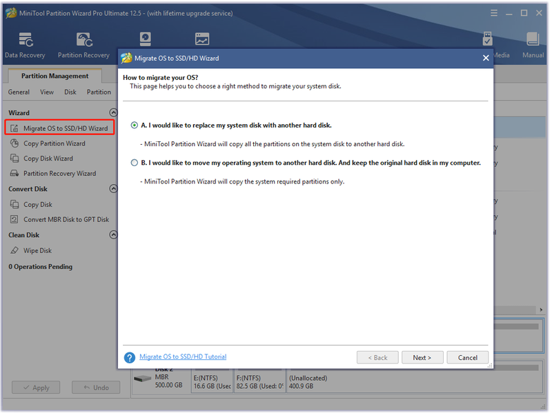 migrați sistemul de operare folosind MiniTool Partition Wizard