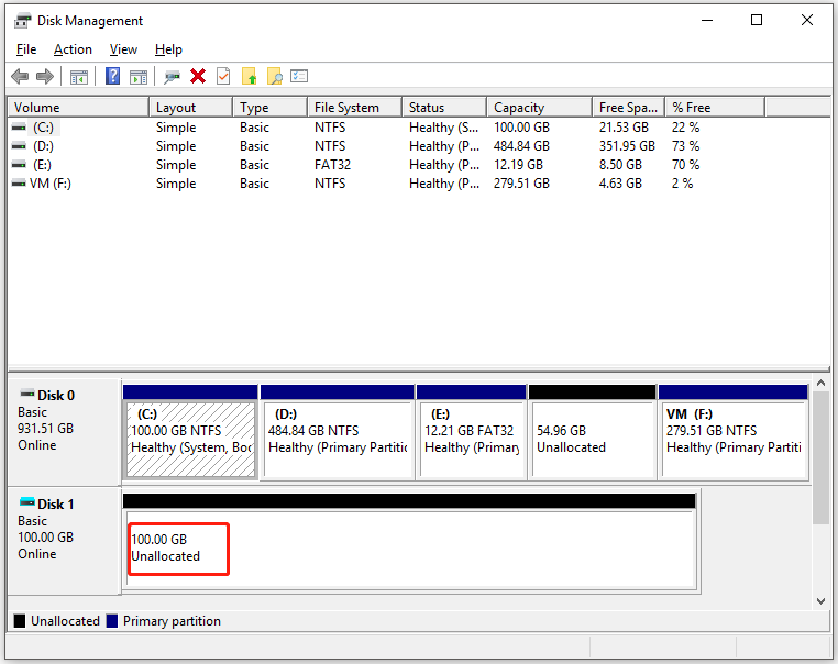 ikke-allokeret harddisk