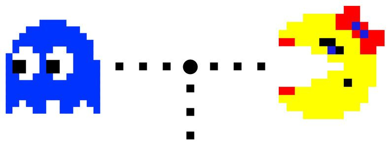 Le fantôme bleu de Mme Pacman et Mme Pacman