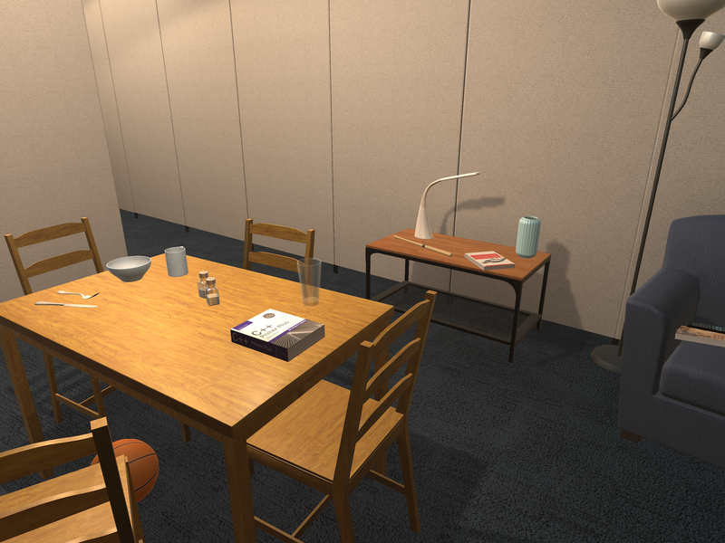 Une salle à manger simulée.