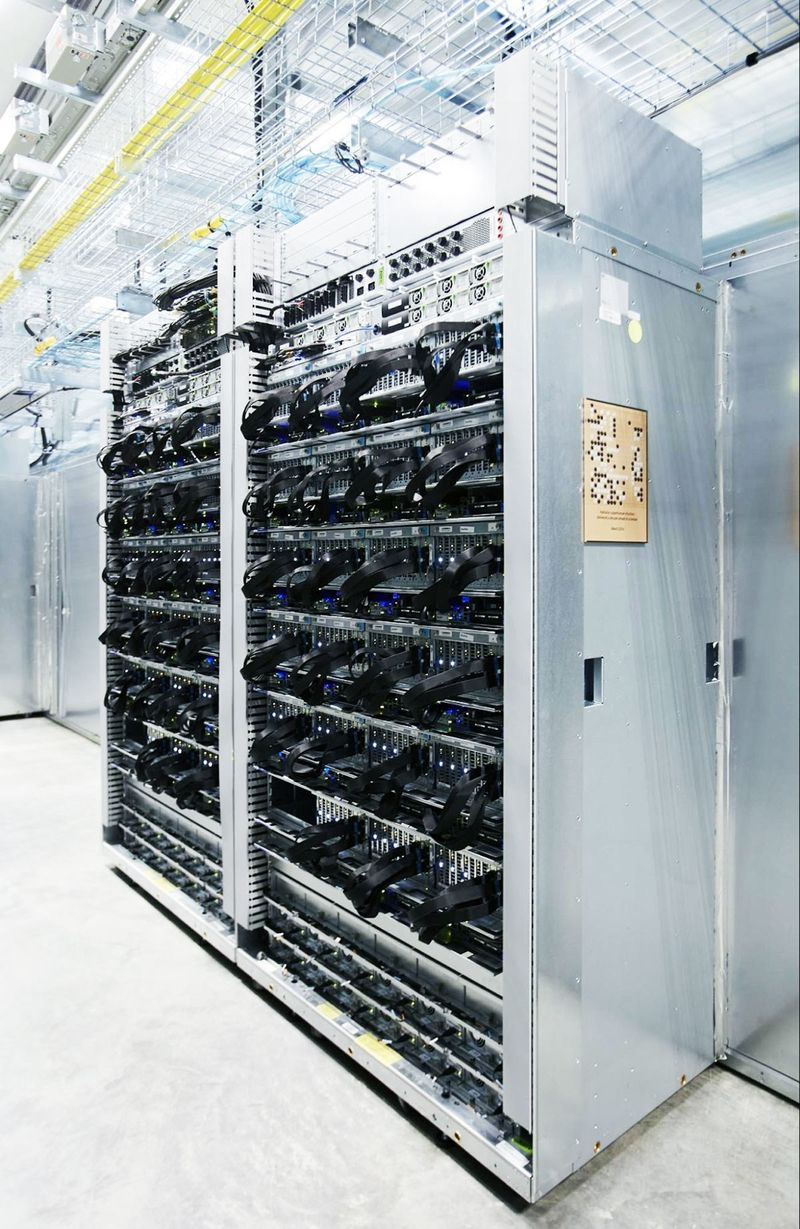 Racks de serveurs avec des TPU utilisés dans les matchs AlphaGo avec Lee Sedol.