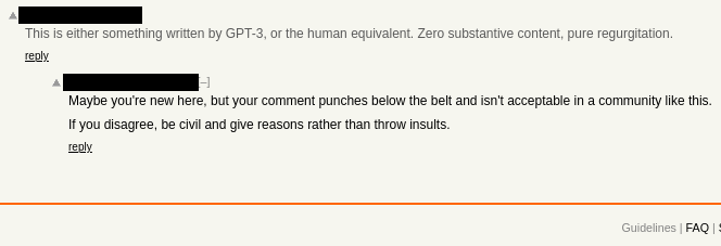 Ein Screenshot von jemandem auf Hacker News, der den Porr beschuldigt