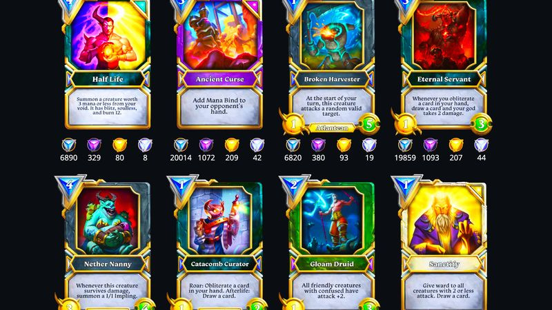 Une image de cartes de Gods Unchained