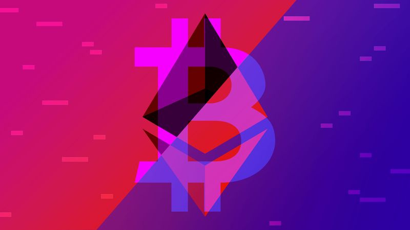 Illustration von Ethereum- und Blockchain-Logos