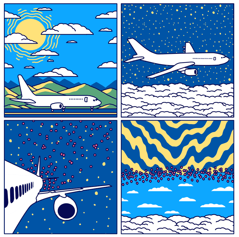 Illustration en 4 panneaux de la géoingénierie