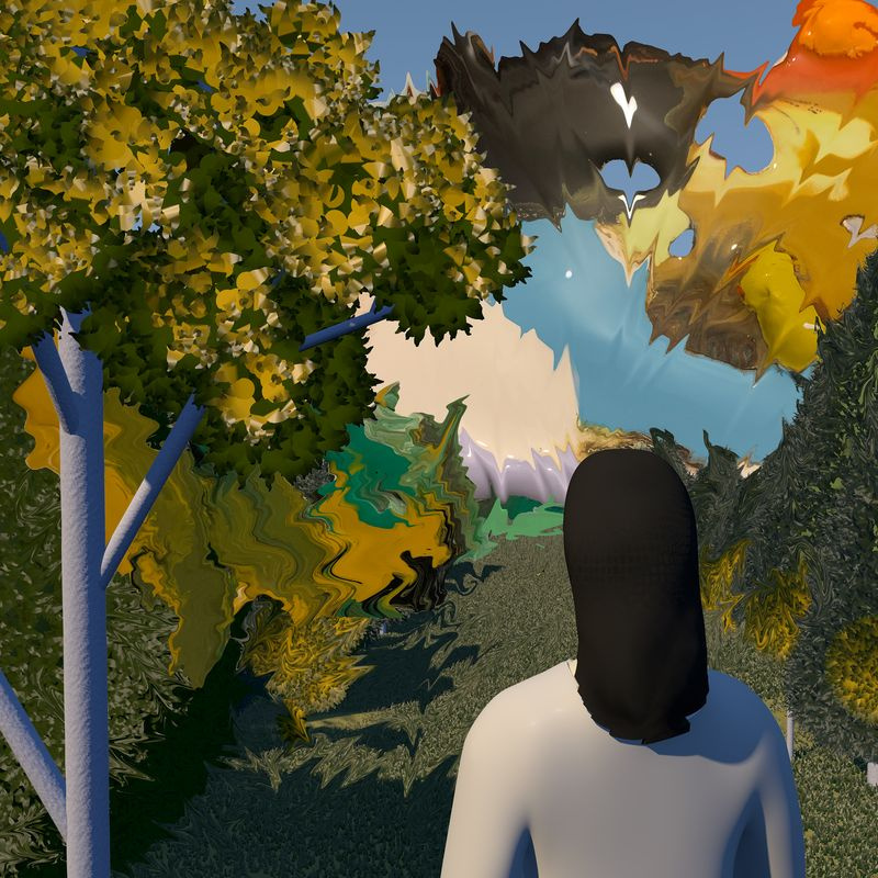 illustrazione astratta o una persona che guarda una foresta