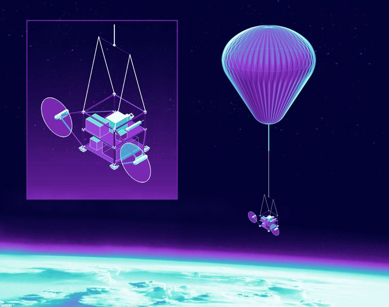 Frühe Illustration des SCoPEx-angetriebenen Ballons.