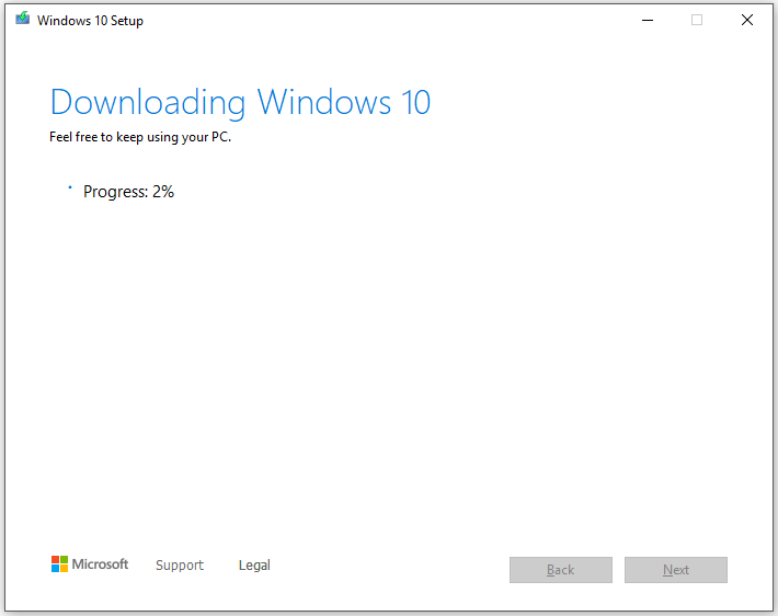 กำลังดาวน์โหลด Windows 10