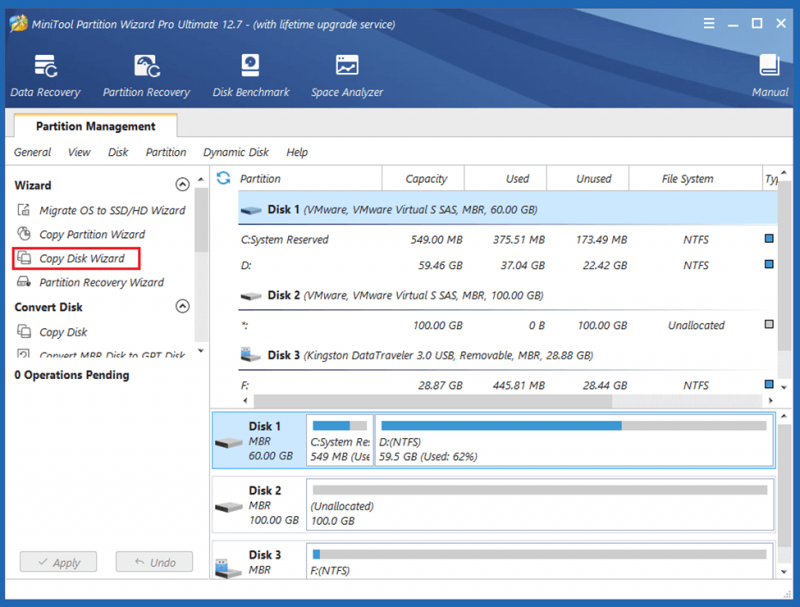 επιλέξτε Επιλογές Copy Disk Wizard επιλέξτε Copy Disk Wizard