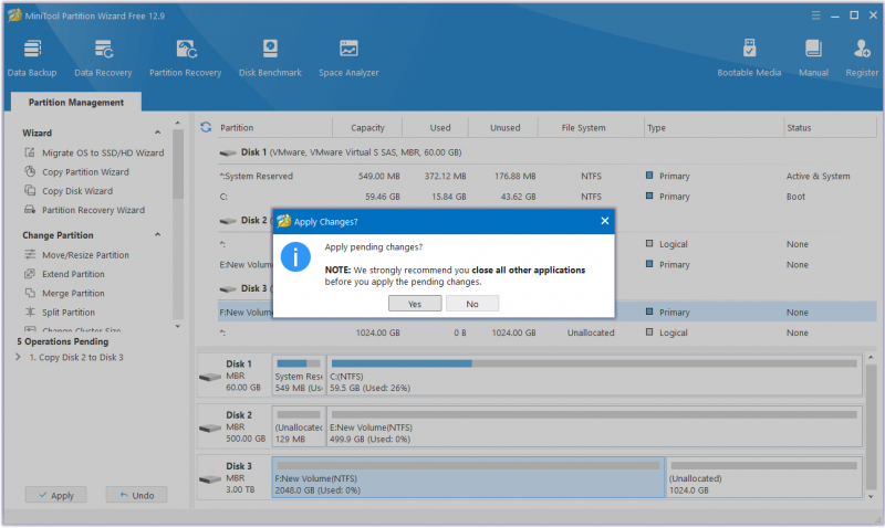 gebruik de Copy Disk-functie in deze site Partition Wizard