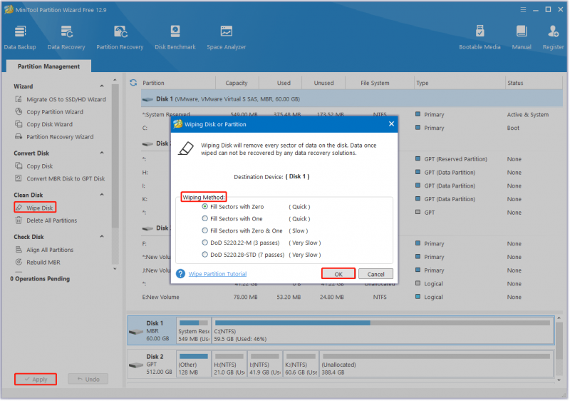 veeg de oude harde schijf schoon met deze site Partition Wizard