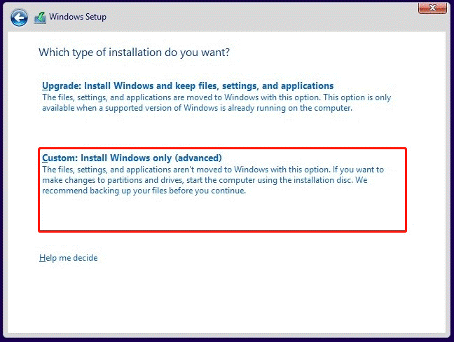 выборочная установка Windows