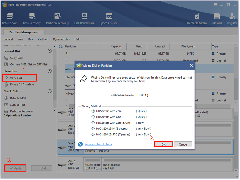tør en harddisk med MiniTool Partition Wizard