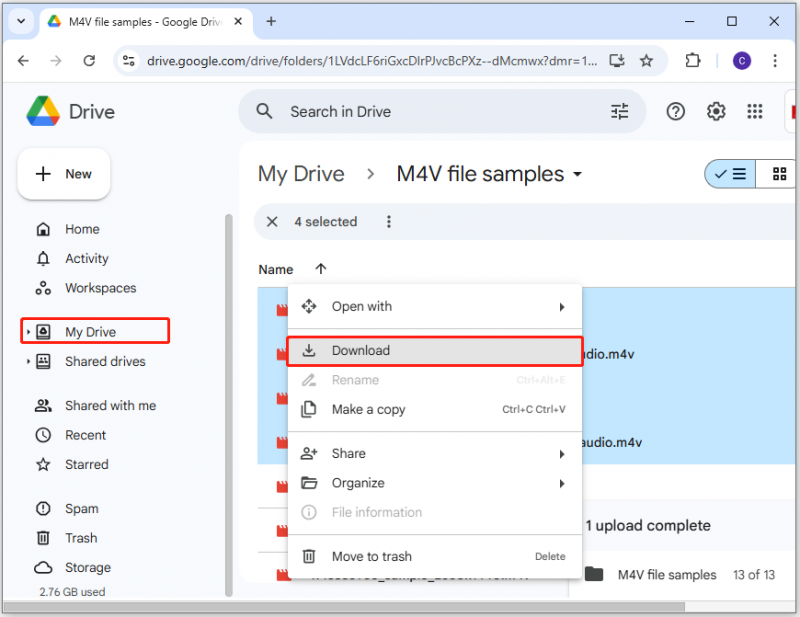 recuperare file M4V da Google Drive