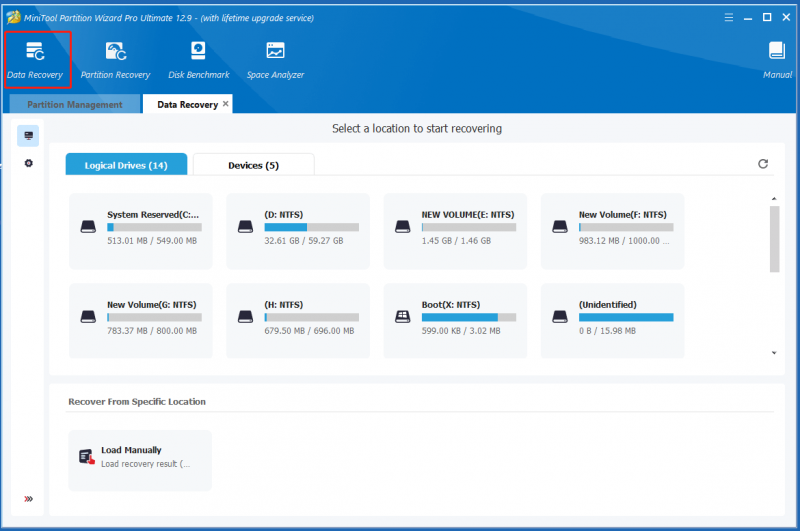 Partition Magic scanner partitionen eller disken for manglende data