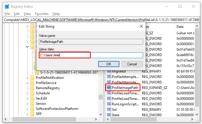 verander het pad van ProfileImagePath