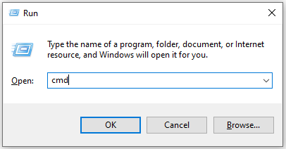 esegui il prompt dei comandi come amministratore da Esegui