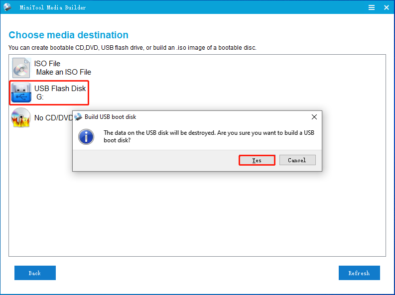 selecteer USB-flashschijf