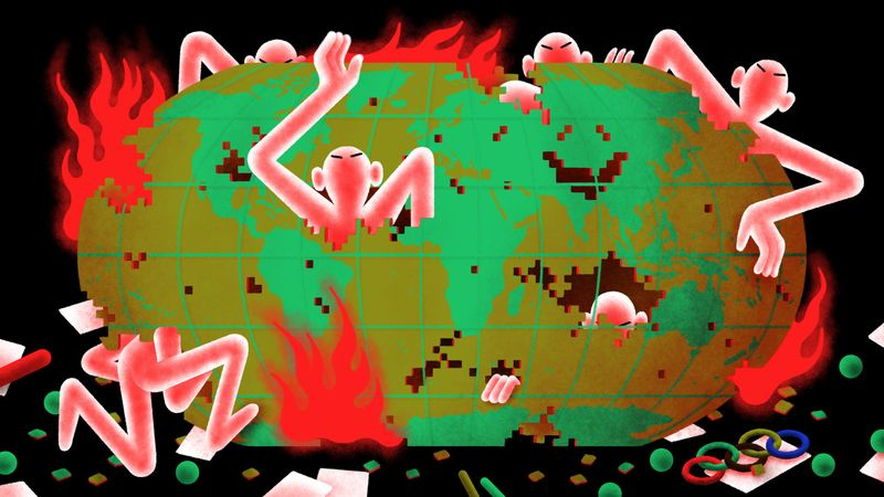 illustration conceptuelle des cyberattaques sur une carte du monde