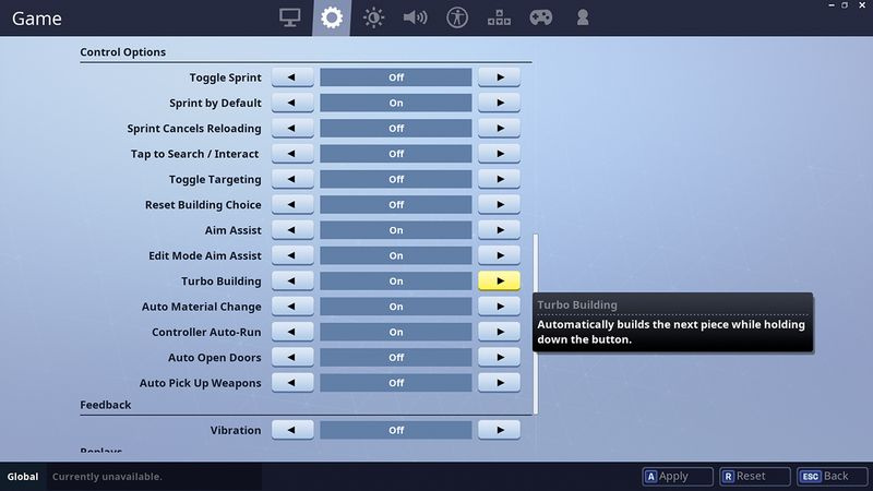 Fortnite Turbo Build indstilling