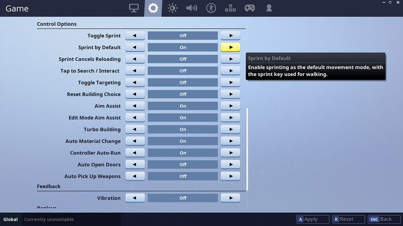 Fortnite sprint skifter