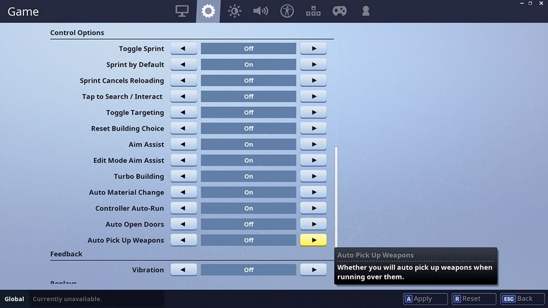 Fortnite automatisk afhentning af våben