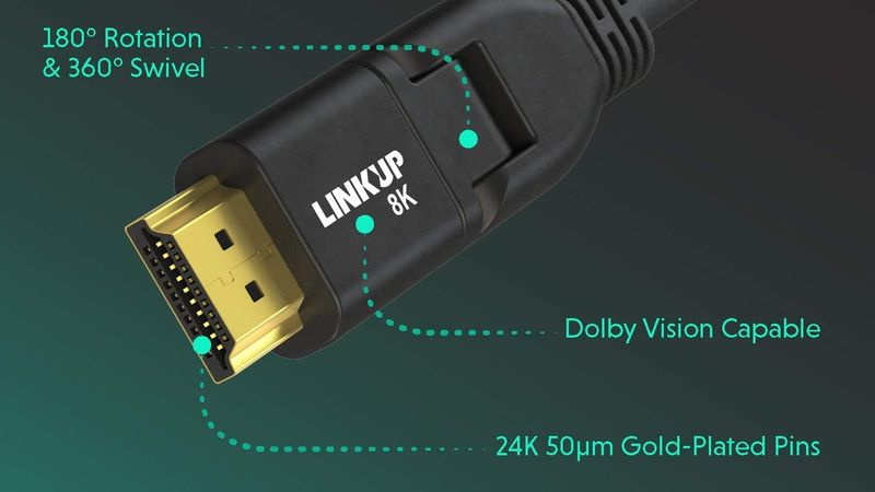 LINKUP HDMI 2.1-Kabel mit drehbarem Winkelanschluss