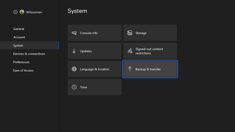 Trasferimento di rete Xbox Series X