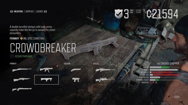 Hur man lagrar vapen i Days Gone