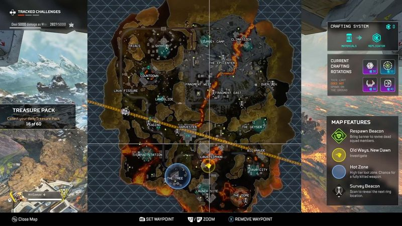 Apex Legends Apex Chronicles Bloodhound hvid ravn lava sifon placering på kortet