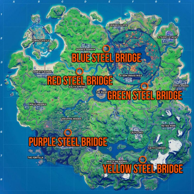 Fortnite Coloured Steel Bridges platskarta