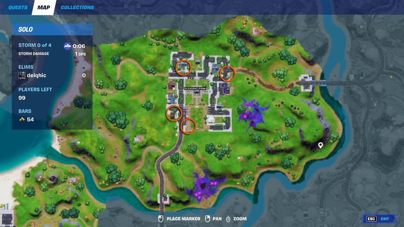 Fortnite plats välkomstskyltar Pleasant Park Lazy Lake