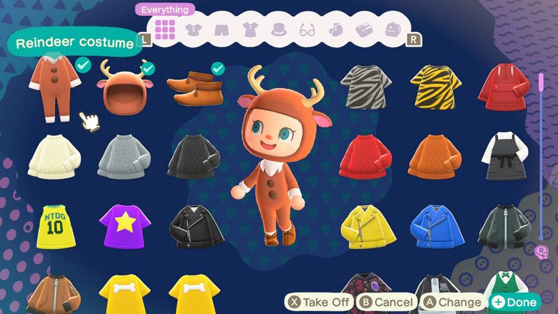 De rendieroutfit in Animal Crossing: New Horizons