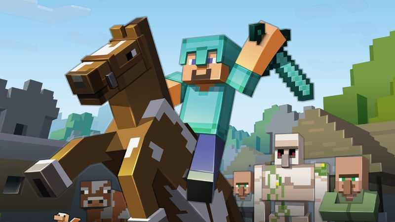 Huvudpaketbilden för Minecraft med spelarkaraktären med ett svärd
