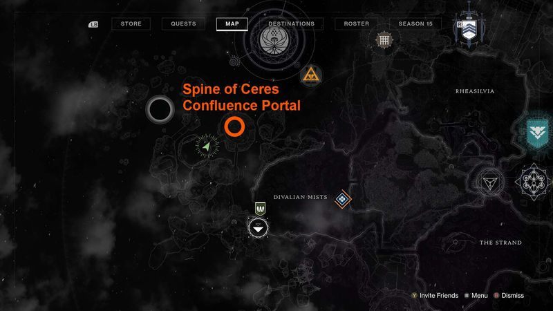 destiny 2 dreaming city sammanflödesryggraden av ceres portal entrékarta
