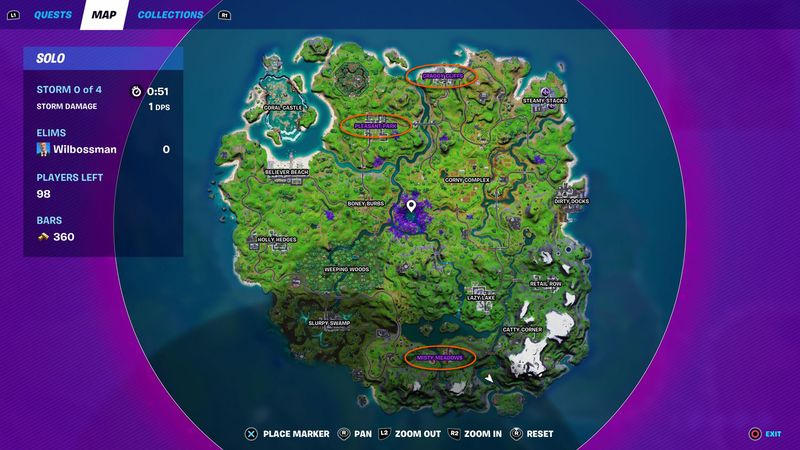 Posizioni degli UFO di Fortnite