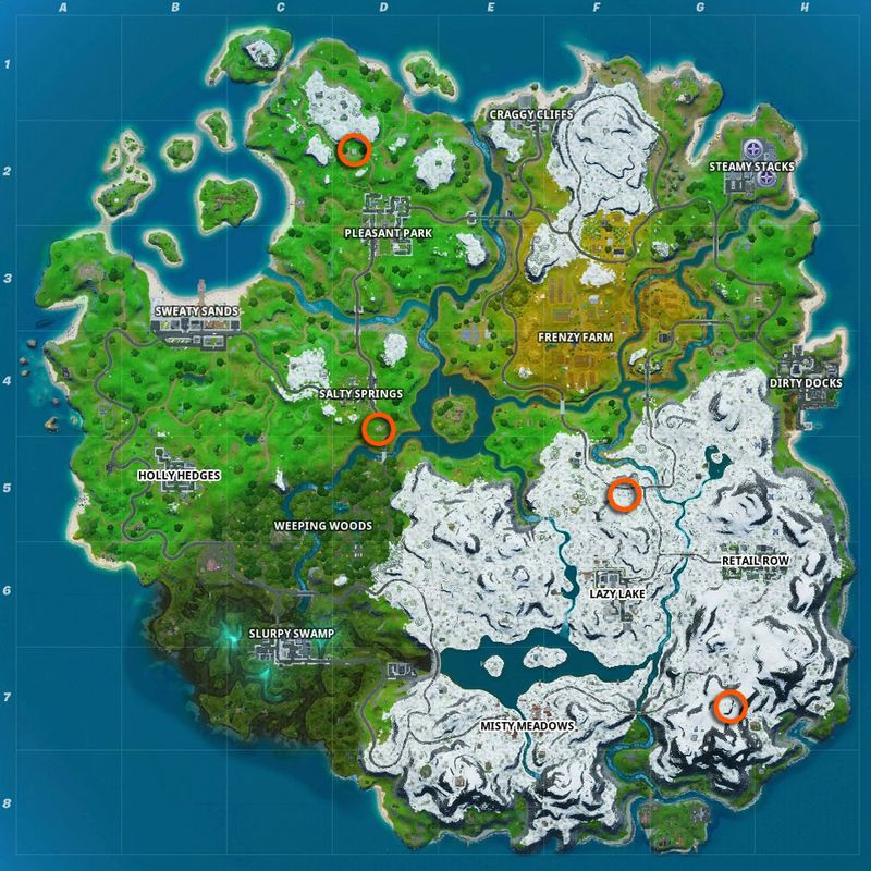 Mappa dei camion alimentari di Fortnite