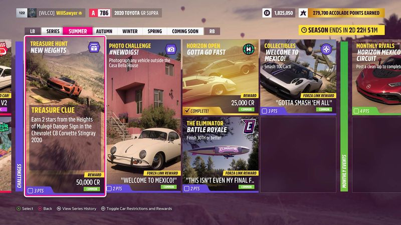Forza Horizon 5 skattjakten nya höjder utmaning på festivalens spellista sida